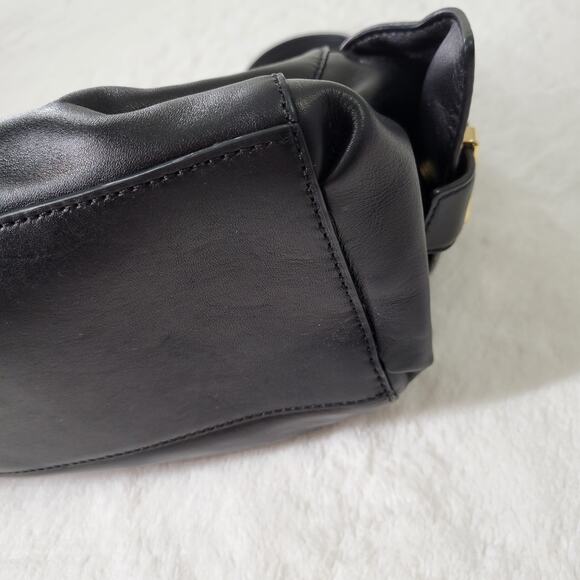 Michael Kors Black Leather Bucket Style Bag Drawstring Gold Hardware - Picture 6 of 11